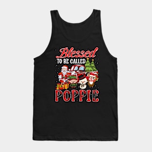 Blessed To Be Called Poppie Christmas Buffalo Plaid Truck Tank Top